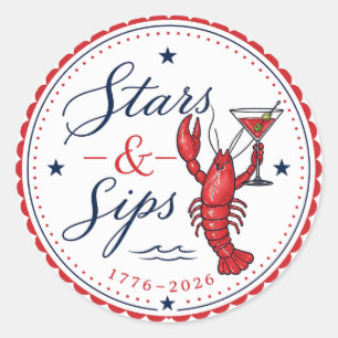 Adesivo Redondo Festa Stars & Sips America 250 Quatro de Julho