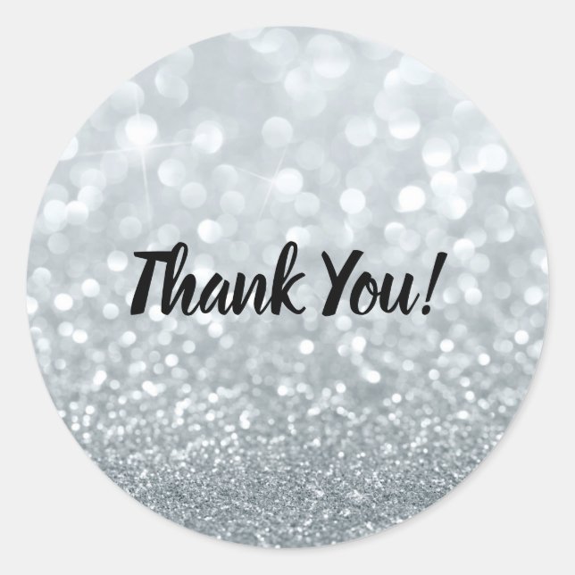 Adesivo Redondo Festa Sweet 16 Brilhante com Brilho Branco (Frente)