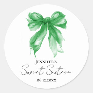 Adesivo Redondo Festa Sweet 16 Coquette Arco Verde Script 