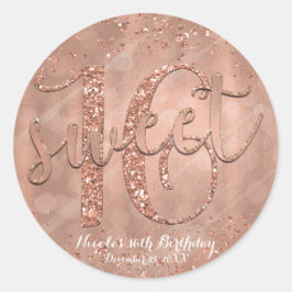 Adesivo Redondo Festa Sweet 16 Favor Rosa Dourado Glamour