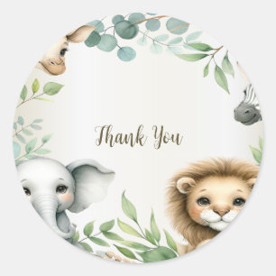Adesivo Redondo Festa Tropical de Animais Safari Selvagens
