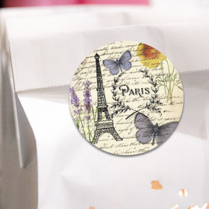 Adesivo Redondo festa vintage rústica francesa torre eiffel Paris