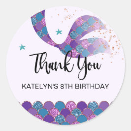 Adesivo Redondo Festas de aniversário de Sereia