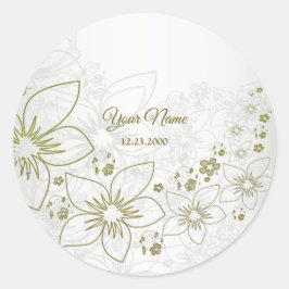 Adesivo Redondo Festas de Casamento Elegantes com Flora Vintage