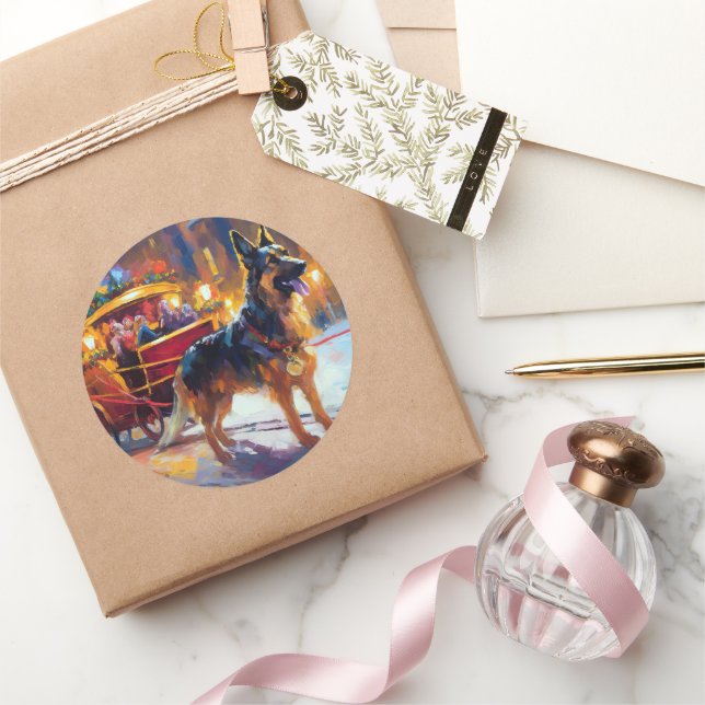 Adesivo Redondo FESTIE german shepherd Natal (Presentear)