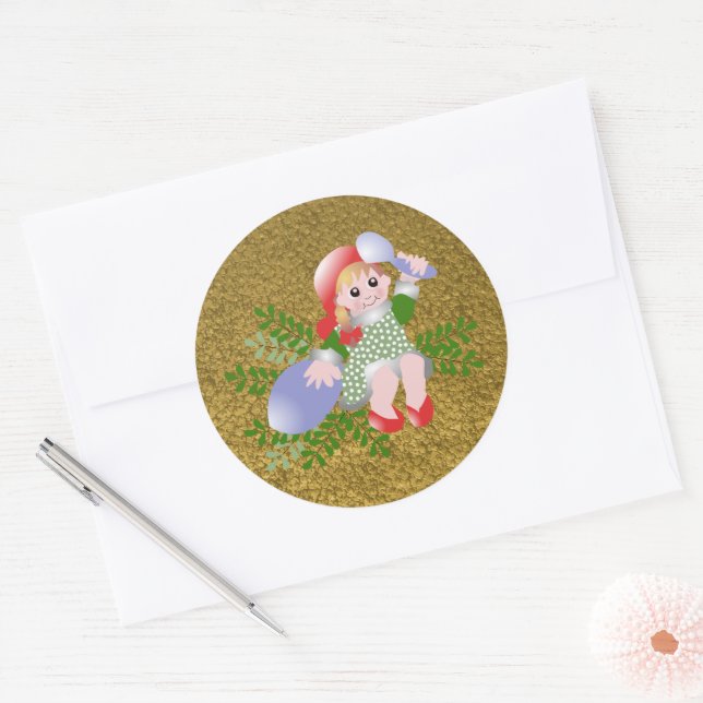 Adesivo Redondo Festiva Festiva, Bonita Garota de Natal (Envelope)