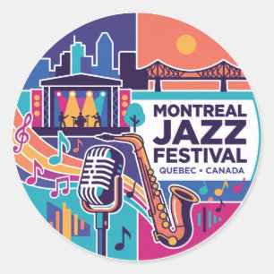 Adesivo Redondo Festival de Jazz de Montreal Canadá