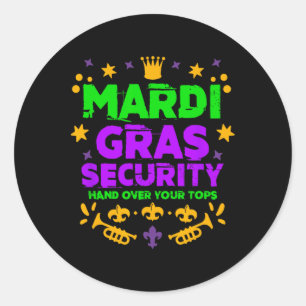 Adesivo Redondo Festival de Segurança Mardi Gras Engraçado Mardi G