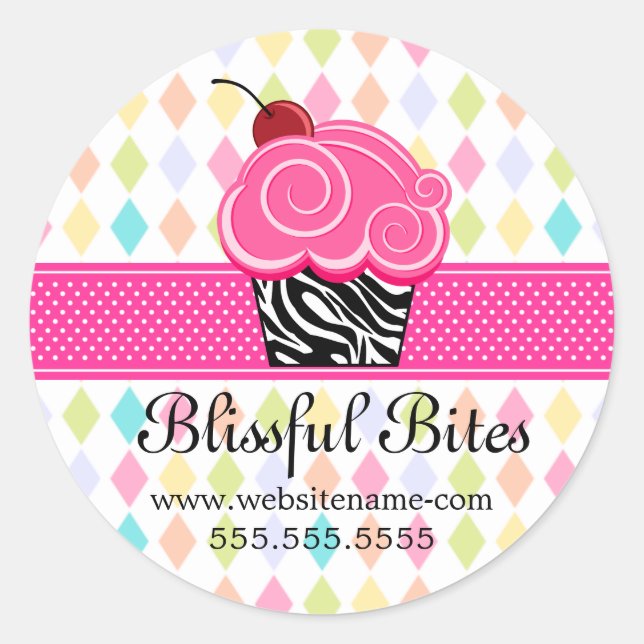 Adesivo Redondo Festivas Caixas de Cupcake de Cereja Festiva (Frente)