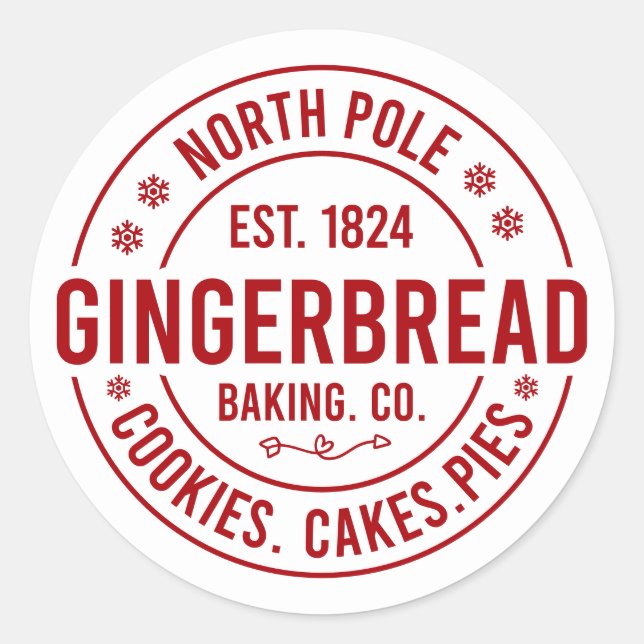 Adesivo Redondo Festive Christmas North Pole gingerbread (Frente)