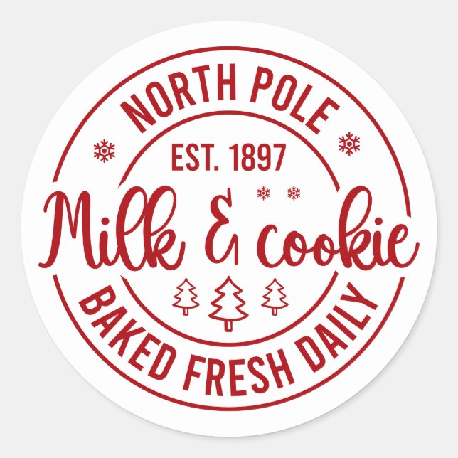 Adesivo Redondo Festive Christmas North Pole milk cookie (Frente)