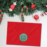 Adesivo Redondo Festive Green & White Custom Return Address<br><div class="desc">Add your return address with ease this Christmas with these simple yet very trendy stickers. The design is easy to personalize with your name,  address and holiday message.</div>