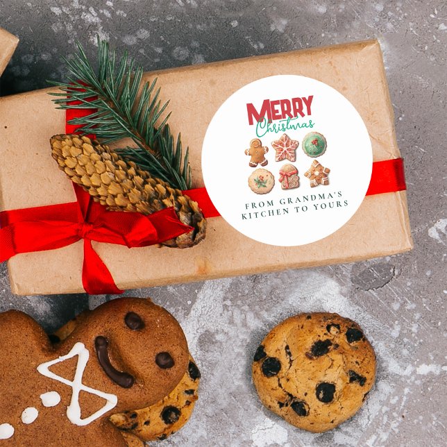 Adesivo Redondo Festive Holiday Baking Party Christmas Cookies  (Criador carregado)