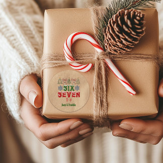 Adesivo Redondo Festive Meme "Six Seven" 6 7 Xmas Kraft