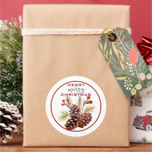 Adesivo Redondo FESTIVE PINE CONES E GREENERAÇÃO Natal