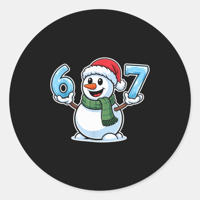 Adesivo Redondo Festive Snowman Christmas Winter Cheer 67 Number  (Frente)