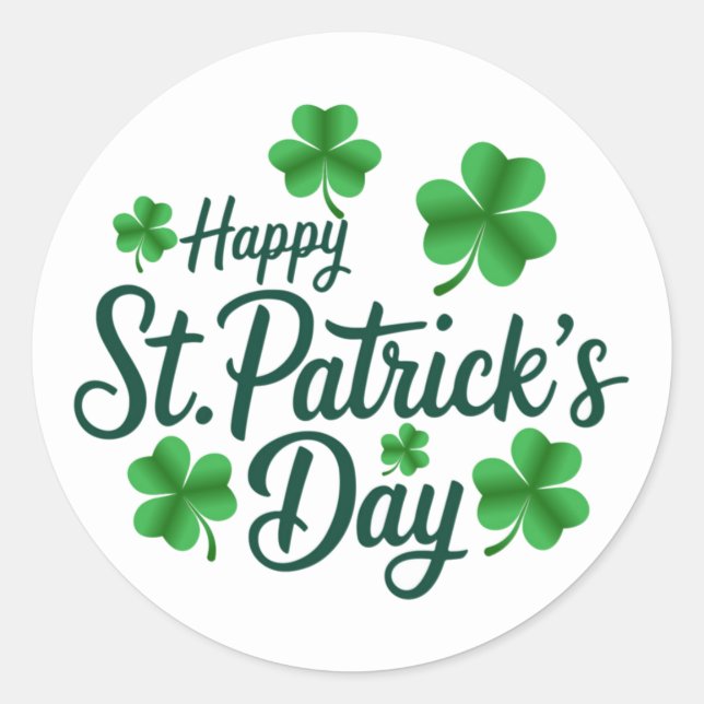 Adesivo Redondo Festive St. Patrick's Day with Shamrock Border (Frente)