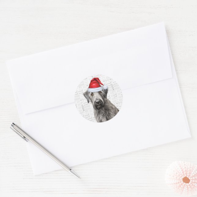 Adesivo Redondo Festive  Wolfhound Dog Woof Word Art Christmas (Envelope)