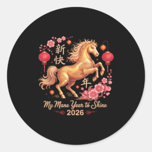 Adesivo Redondo Festivo 2026 Crazy Horse Lady Meu Ano de Mane Para