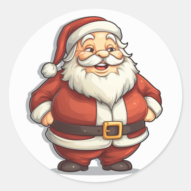 Adesivo Redondo Festivo Belly Santa Claus Sticker (Frente)