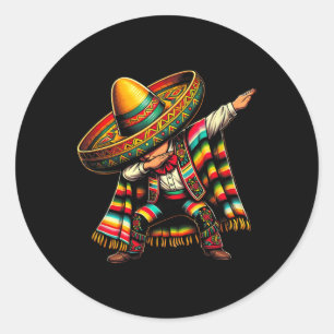 Adesivo Redondo Festivo Cinco De Mayo Dabbing Boy Dance Fu