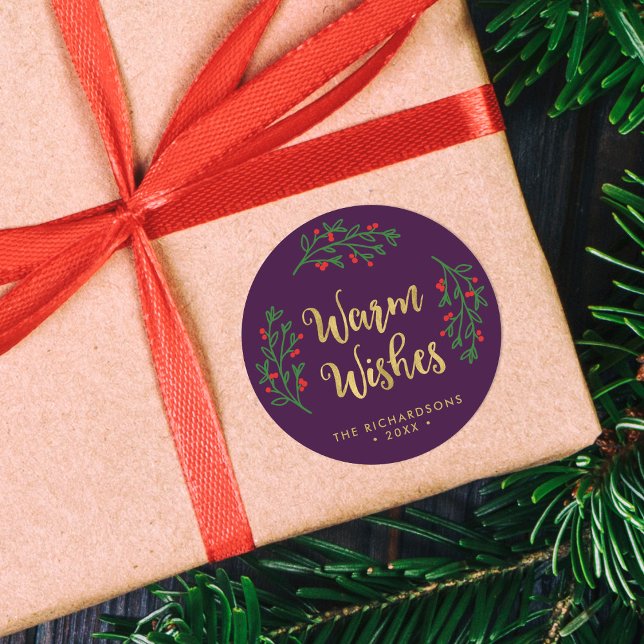 Adesivo Redondo Festivo Foliage Aquecimento Desperta Feriado Roxo (Criador carregado)