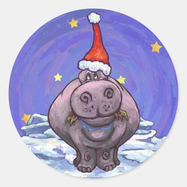 Adesivo Redondo Festivo Hippo Holiday (Frente)