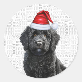 Adesivo Redondo Festivo Labradoodle com Arte de Palavra