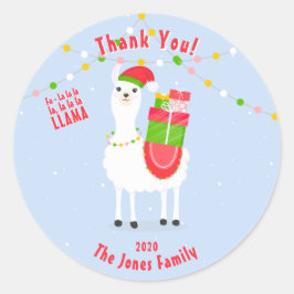 Adesivo Redondo Festivo Llama Christmas