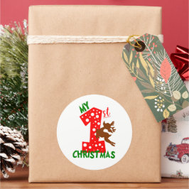 Adesivo Redondo Festivo Meu Primeiro Bebê de Natal