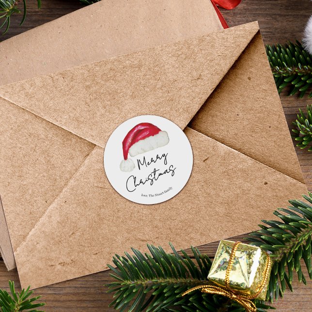 Adesivo Redondo Festivo Mínimo Natal Chapéu Bestial Natal (Criador carregado)