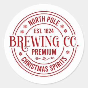 Adesivo Redondo Festivo Natal North Pole Brewing Company