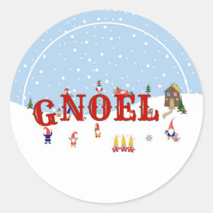 Adesivo Redondo Festivo Noel Natal Gnomos Snowy Scenay