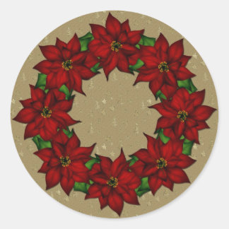 Adesivo Redondo Festivo Poinsettia Design