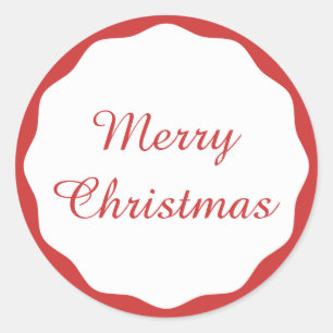 Adesivo Redondo Festivo Simples Feliz Natal Borda Vermelha