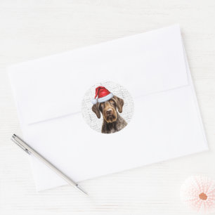 Adesivo Redondo Festivo Wirehaired Pointer Wown Art Natal