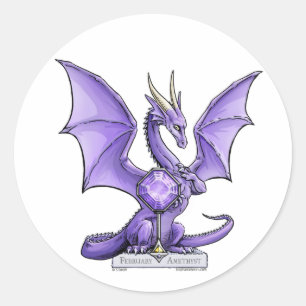 Adesivo Redondo Fevereiro - Dragão Birthstone - Ametist