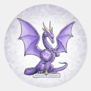 Adesivo Redondo Fevereiro - Dragão Birthstone - Ametist