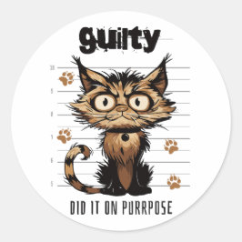 Adesivo Redondo Fez de propósito - gato engraçado