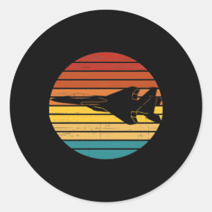 Adesivo Redondo Ff-15 Eagle Retro Setting Sun Sticker