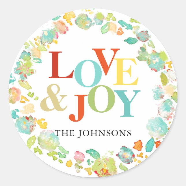 Adesivo Redondo Fia de Abstrato de Aquarela PixDezine de Natal (Frente)