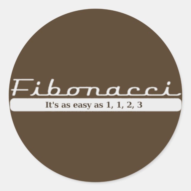 Adesivo Redondo fibonacci. É tão fácil quanto 1, 1, 2, 3 (Frente)