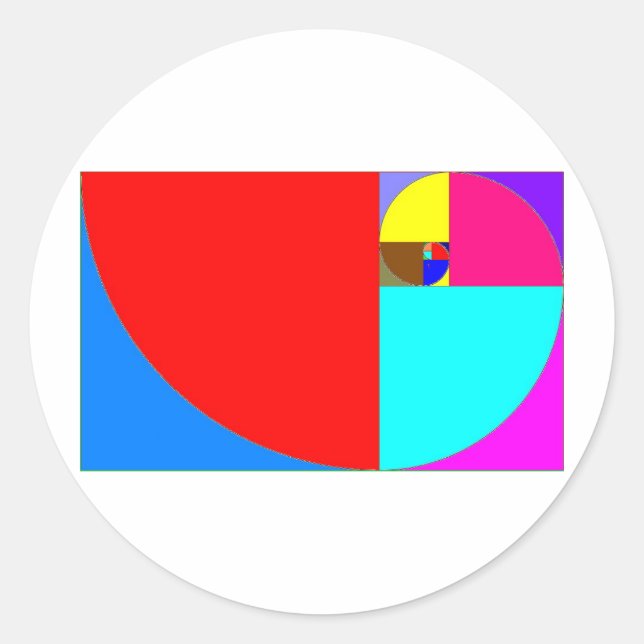 Adesivo Redondo fibonacci espiral (Frente)