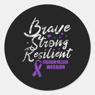 Adesivo Redondo Fibromialgia Brave Awarenes Fibro Resilientes Fort