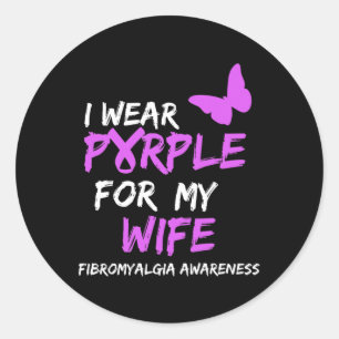 Adesivo Redondo Fibromialgia Consciência Eu Visto Roxo Para Minha 