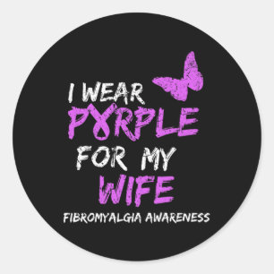 Adesivo Redondo Fibromialgia Consciência Eu Visto Roxo Para Minha 