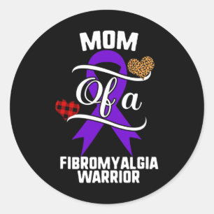 Adesivo Redondo Fibromialgia Consciência Leopard Xadrez Familiar