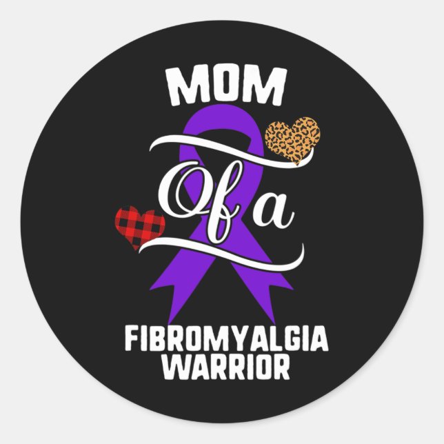 Adesivo Redondo Fibromialgia Consciência Leopard Xadrez Familiar (Frente)