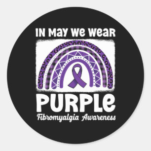 Adesivo Redondo Fibromialgia do Guerreiro Fibro-Arco-Íris Roxo
