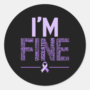 Adesivo Redondo Fibromialgia fina Guerreira Fibro-Consciência Puro